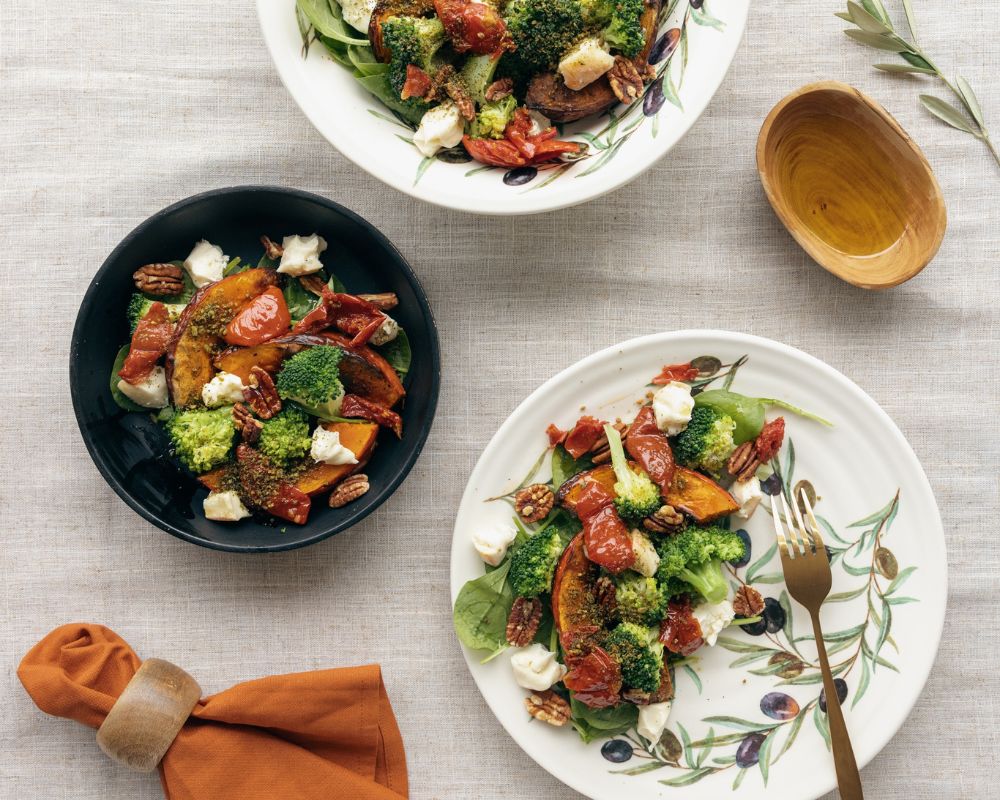 Winterse salade met broccoli & pompoen