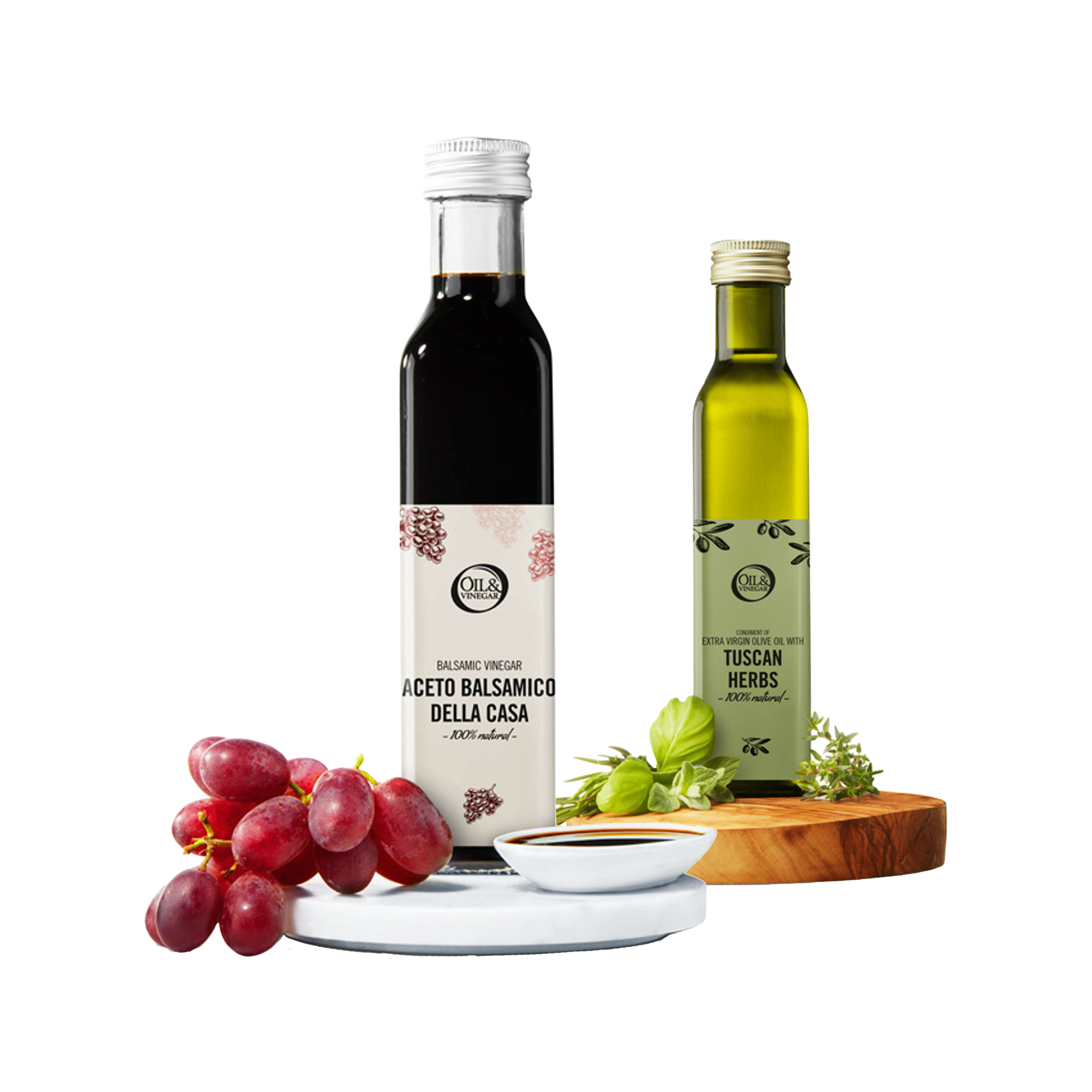 Balsamicoazijn & Extra vierge olijfolie met Toscaanse kruiden - 2x250ml