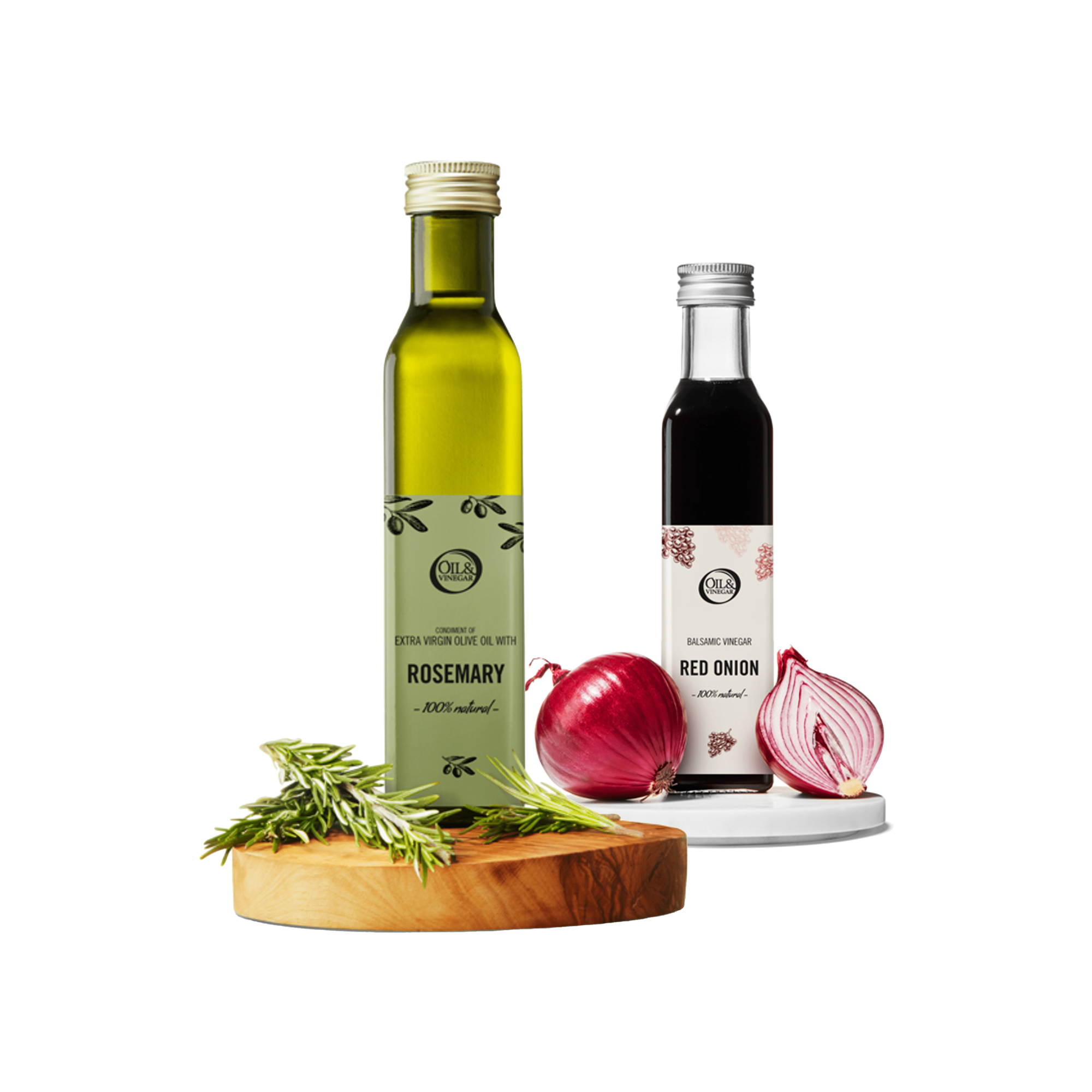 Extra vierge olijfolie met rozemarijn & Rode ui balsamico azijn - 2x250ml