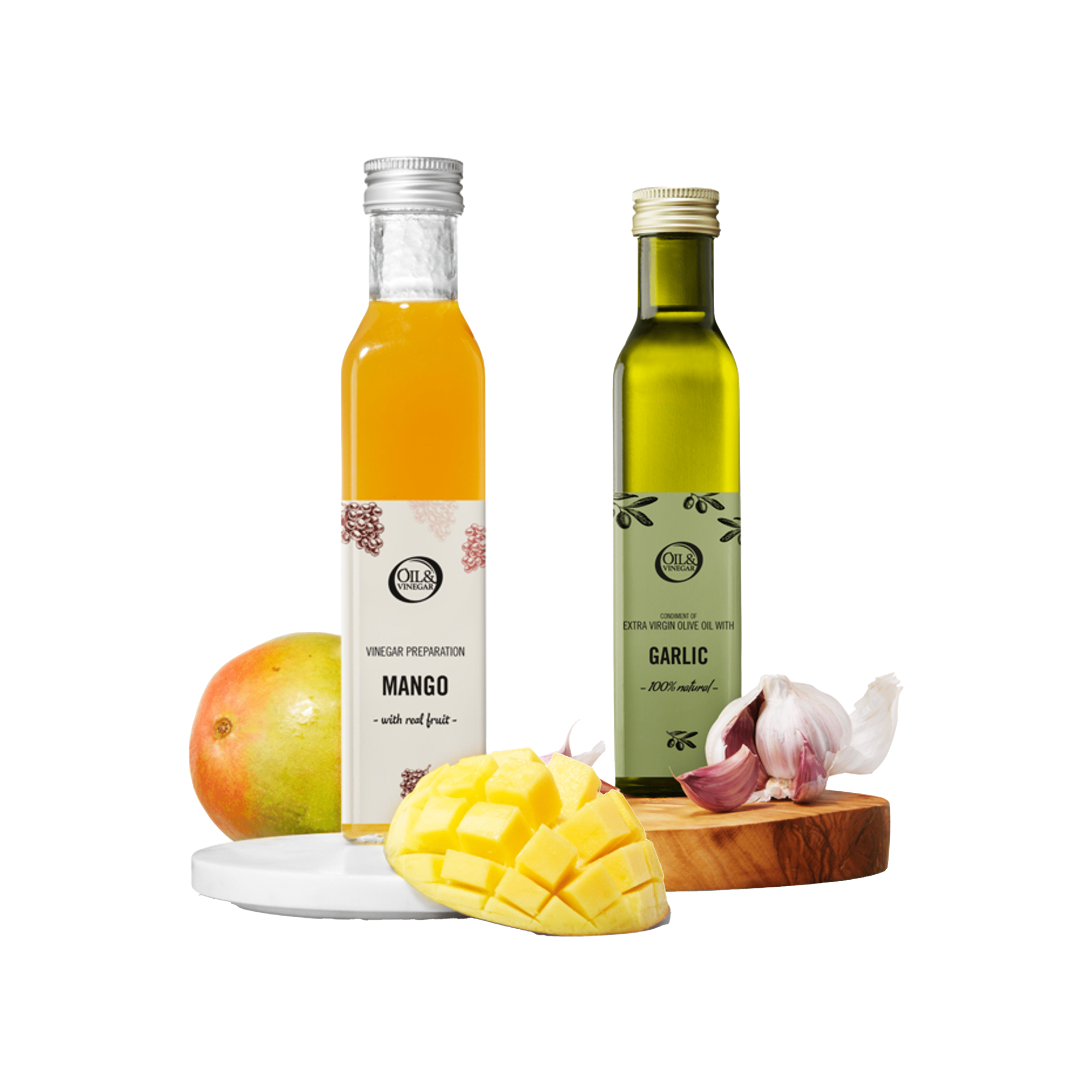 Mango-azijn & Extra vierge olijfolie met knoflook - 2x250ml