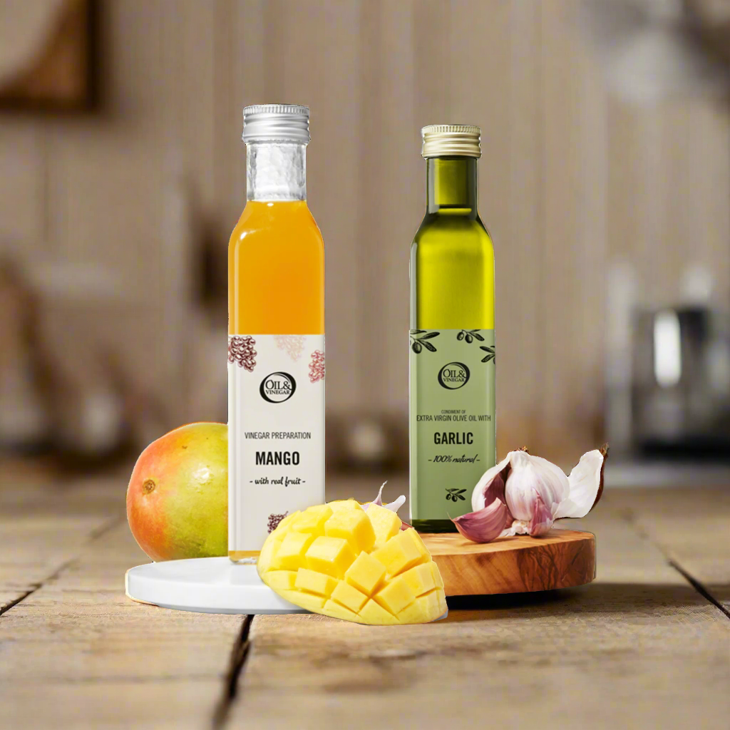 Mango-azijn & Extra vierge olijfolie met knoflook - 2x250ml